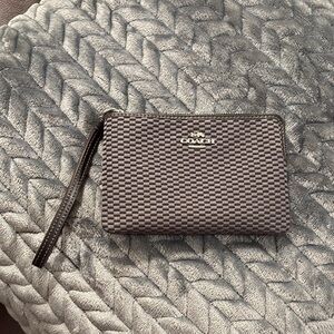 Coach Checkered Black and Gray Wristlet